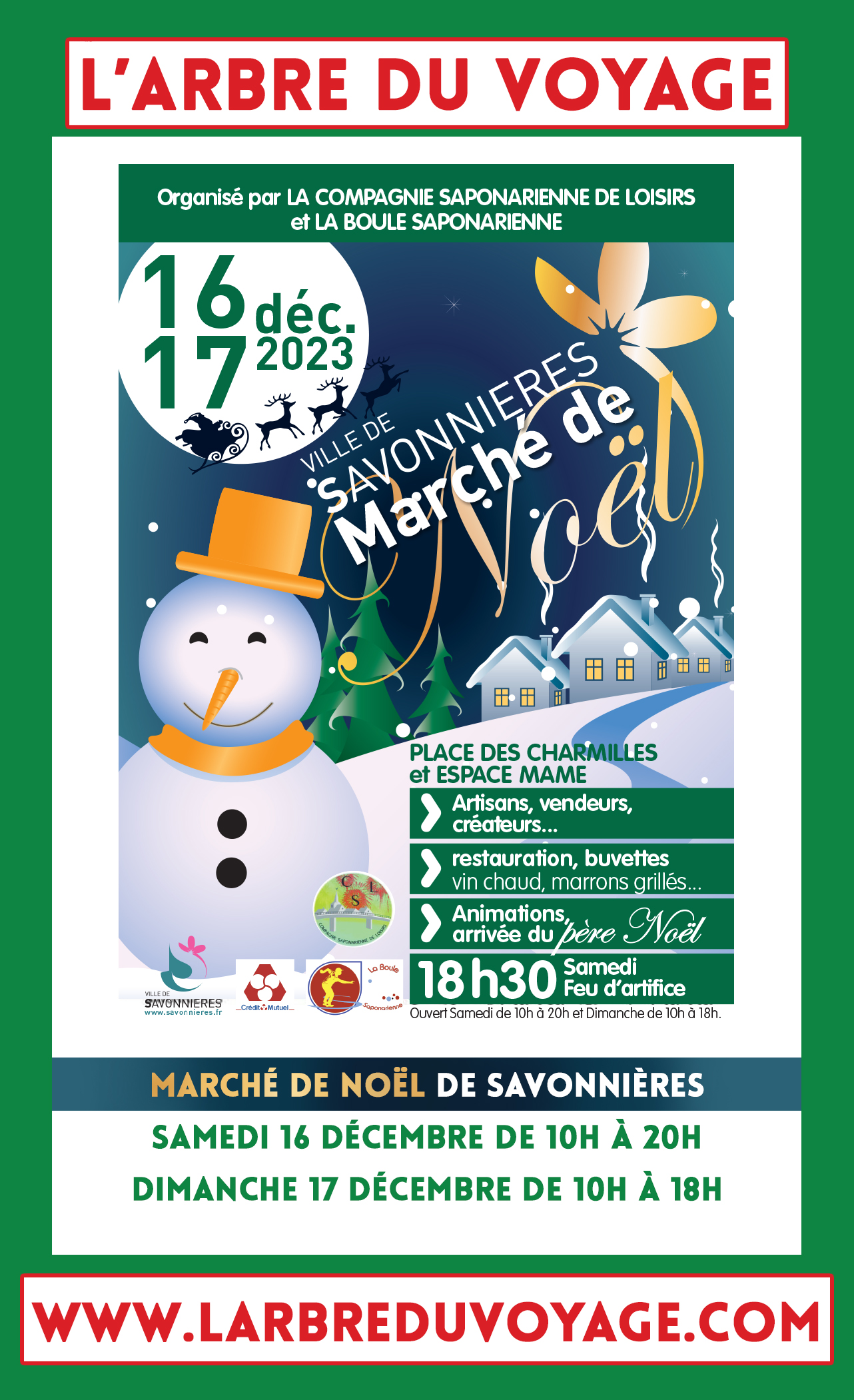 Week-end du 16 et 17 décembre : marché de Noël à Savonnières